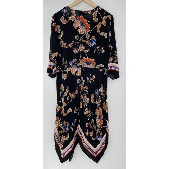 MSK Women’s Black Floral Handkerchief Hem Dress Size Medium - Picture 2 of 13